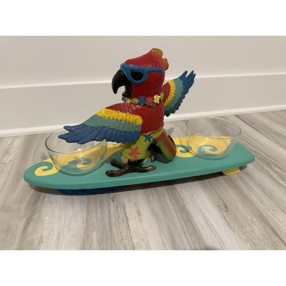 Vtg Margaritaville Jimmy Buffett Surfing Parrot Colorful Server Rare